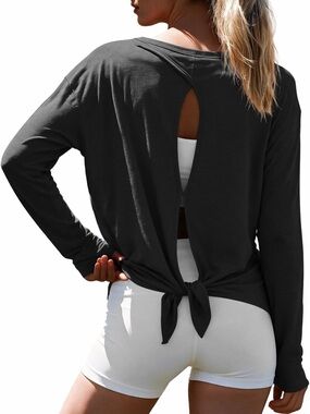 Aoysky Womens Long Sleeve Open Back Workout Shirt
